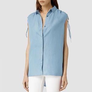 All Saints blue button down Drain Bay Shirt